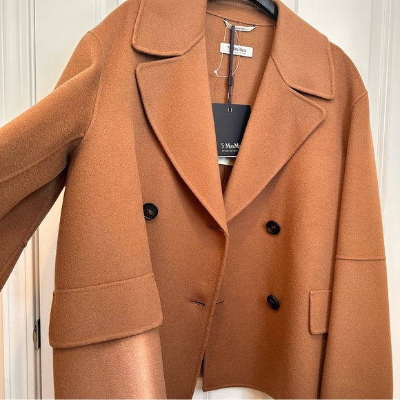 Retail$ 1,360 NWT 'S Max Mara Double Breasted Virgin Wool Pea Coat Sz:US8 - Picture 9 of 17